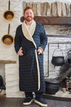 Preview: Irischer Flanell Morgenrock LV 6 mit Fleece gefüttert